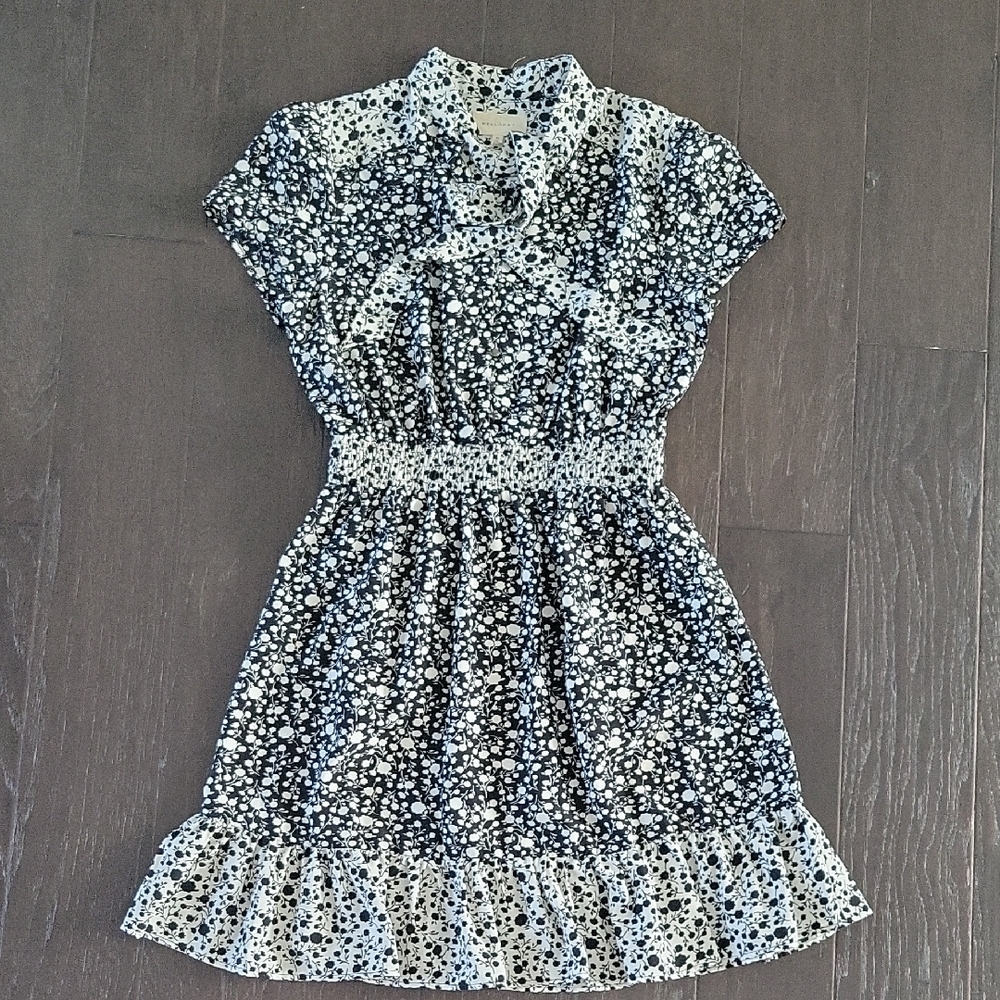 MELLODAY Black and White Ruffled Tiered Mini Dress -NWOT